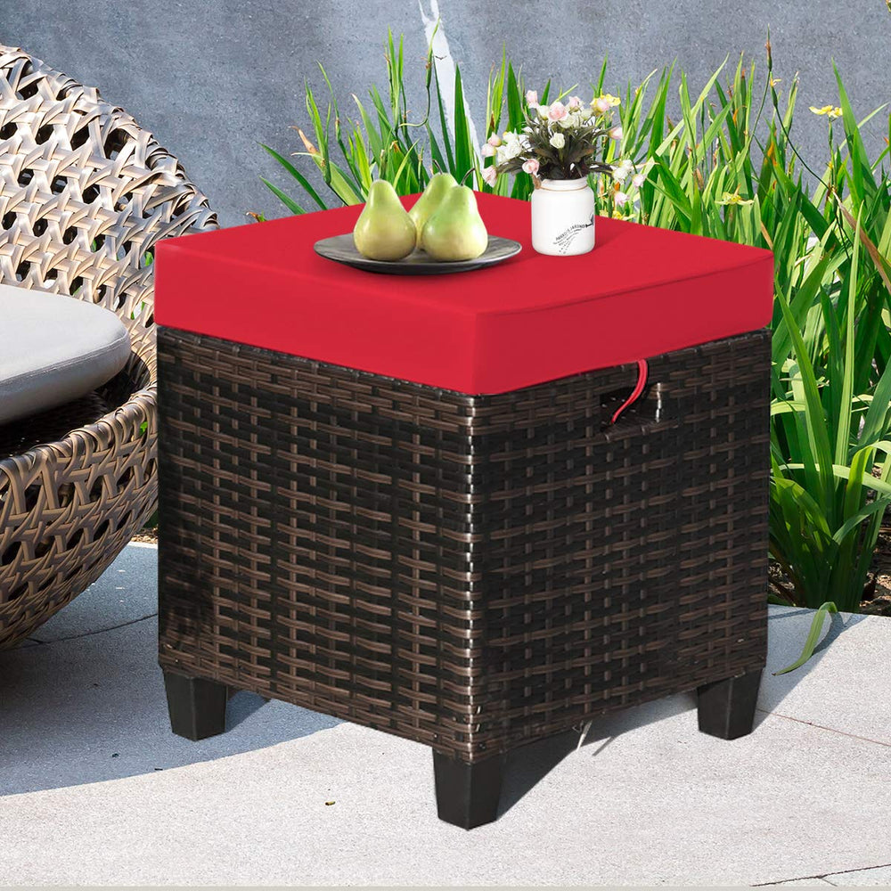 Tangkula ottoman handle detail highlighting hollow handle for easy transport benefit