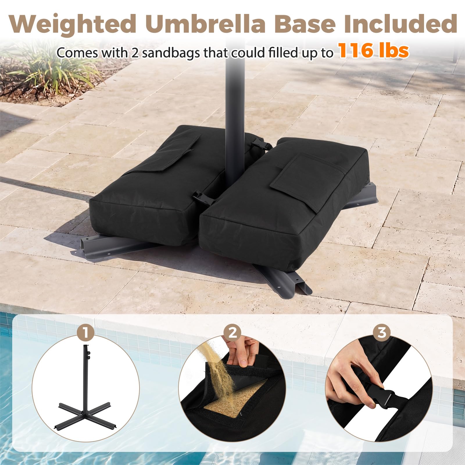 Tangkula packaged parts and manual displaying included base and assembly items