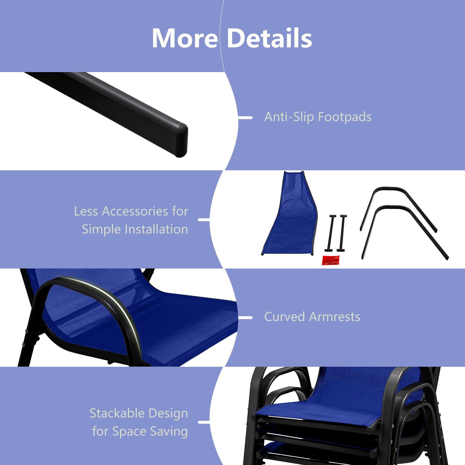 Tangkula four chairs stacked compactly showing efficient storage