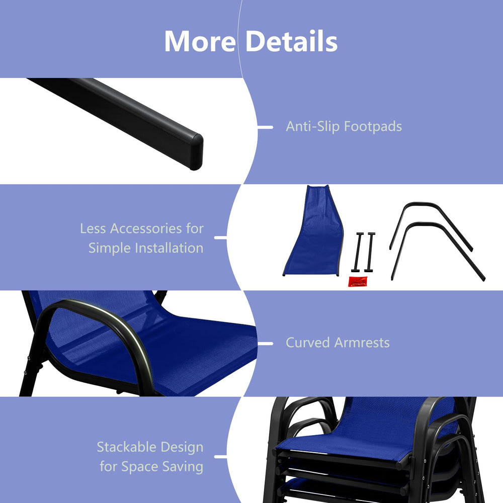 Tangkula four chairs stacked compactly showing efficient storage