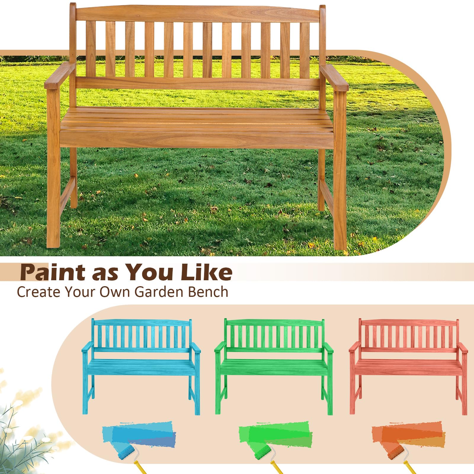 Tangkula painted bench example showing DIY customization and style benefit