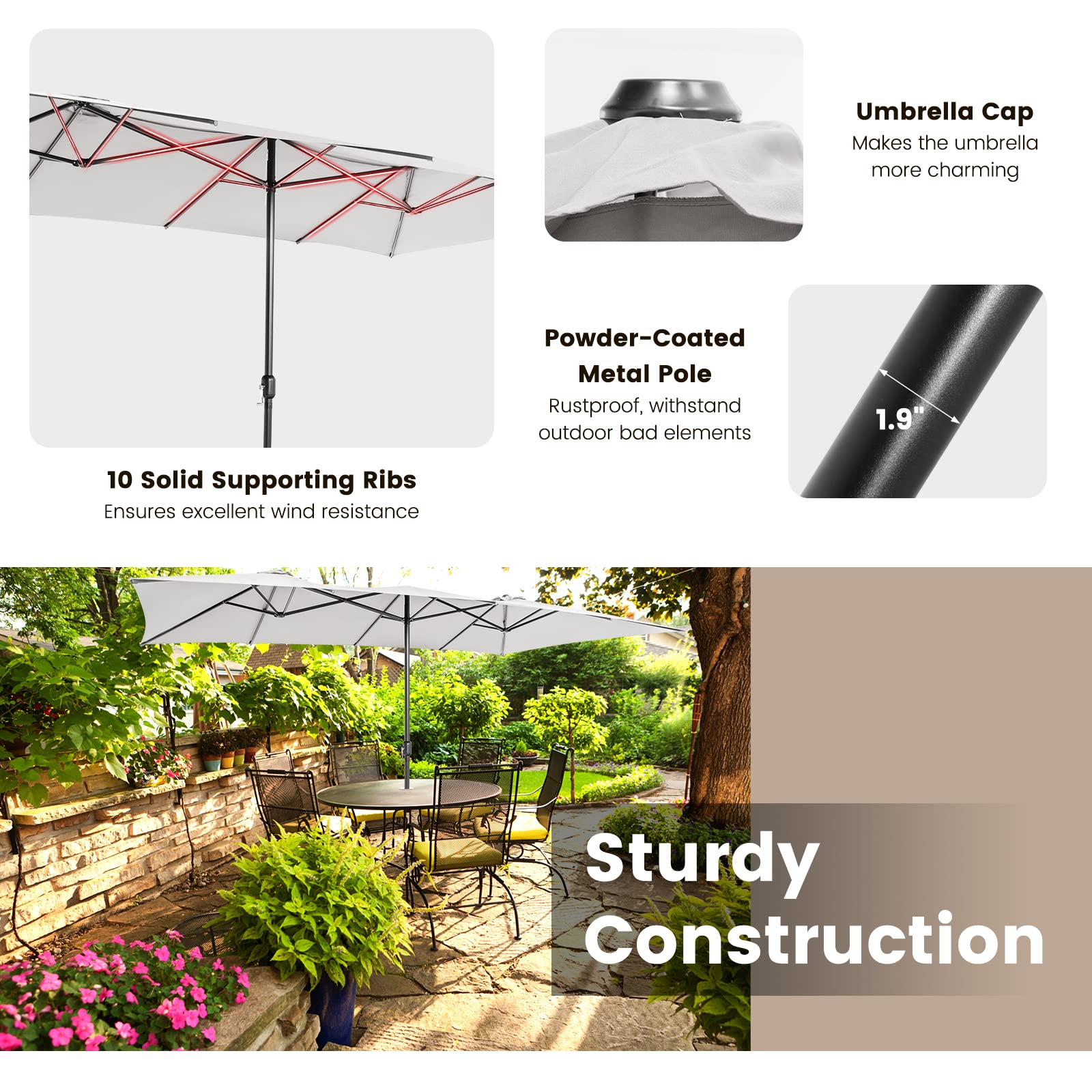 Tangkula two-piece pole connection for simple assembly and storage