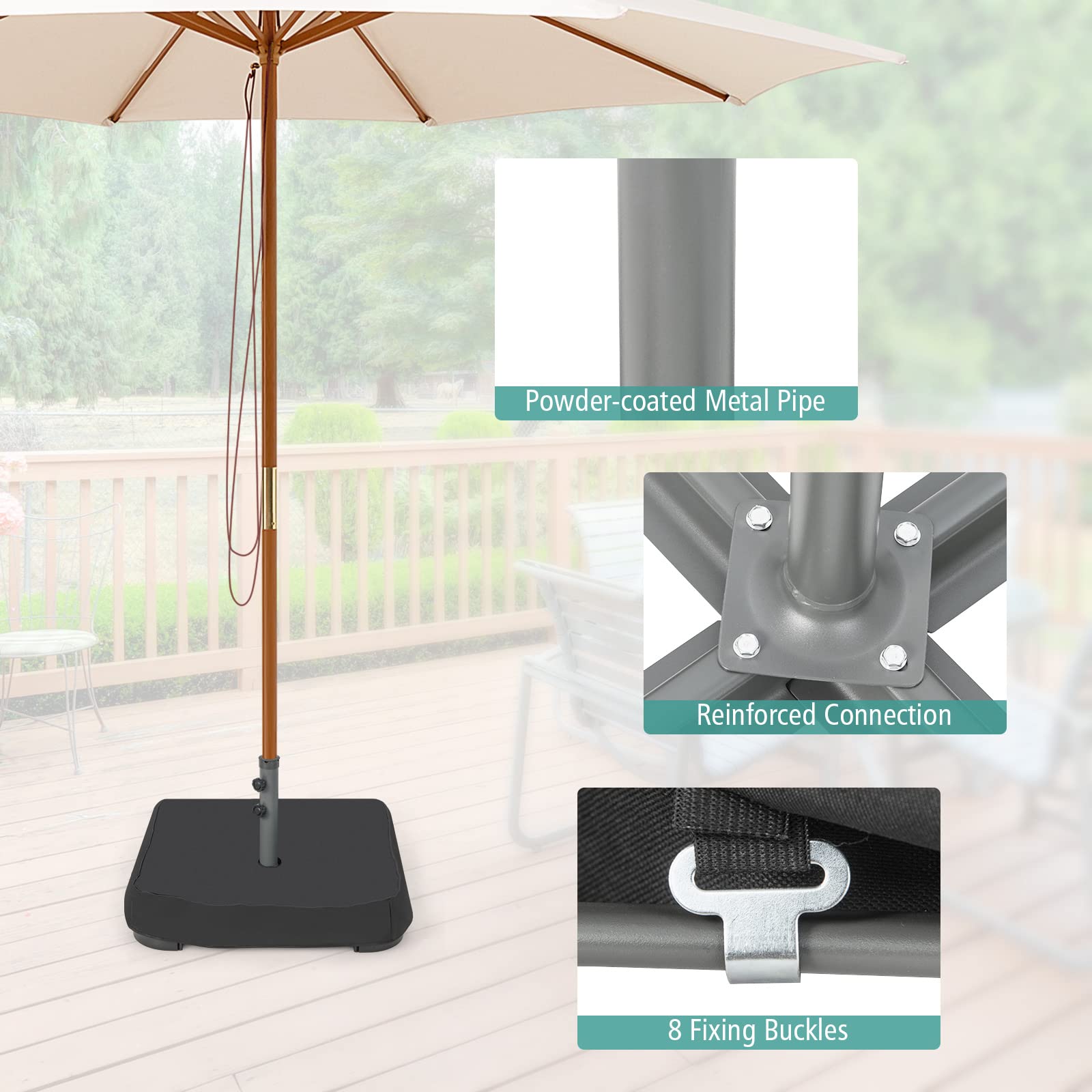 Tangkula pole holder showing 1.9 inch fit for secure umbrella mounting