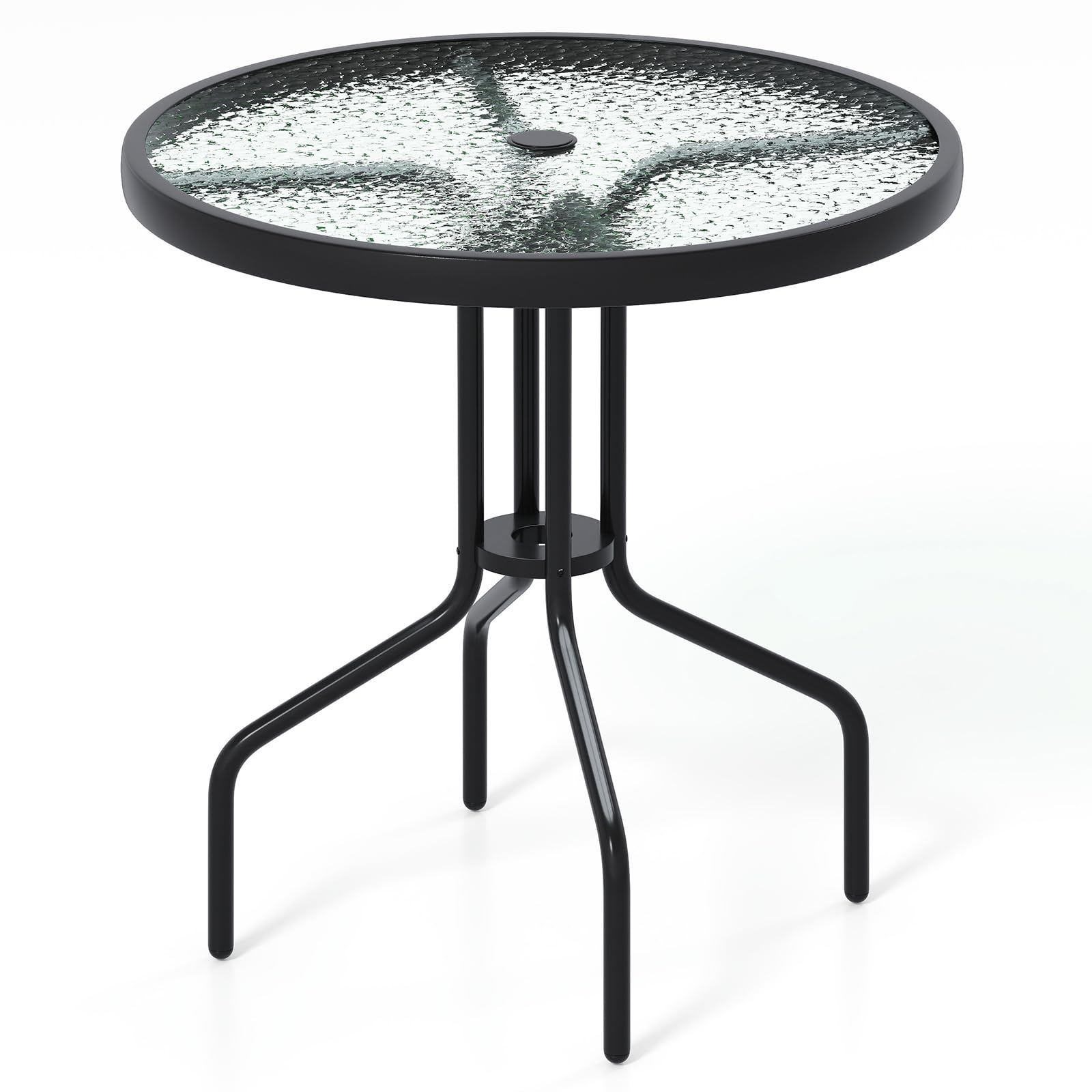 tangkula front view of round patio table shows stable dining surface and style