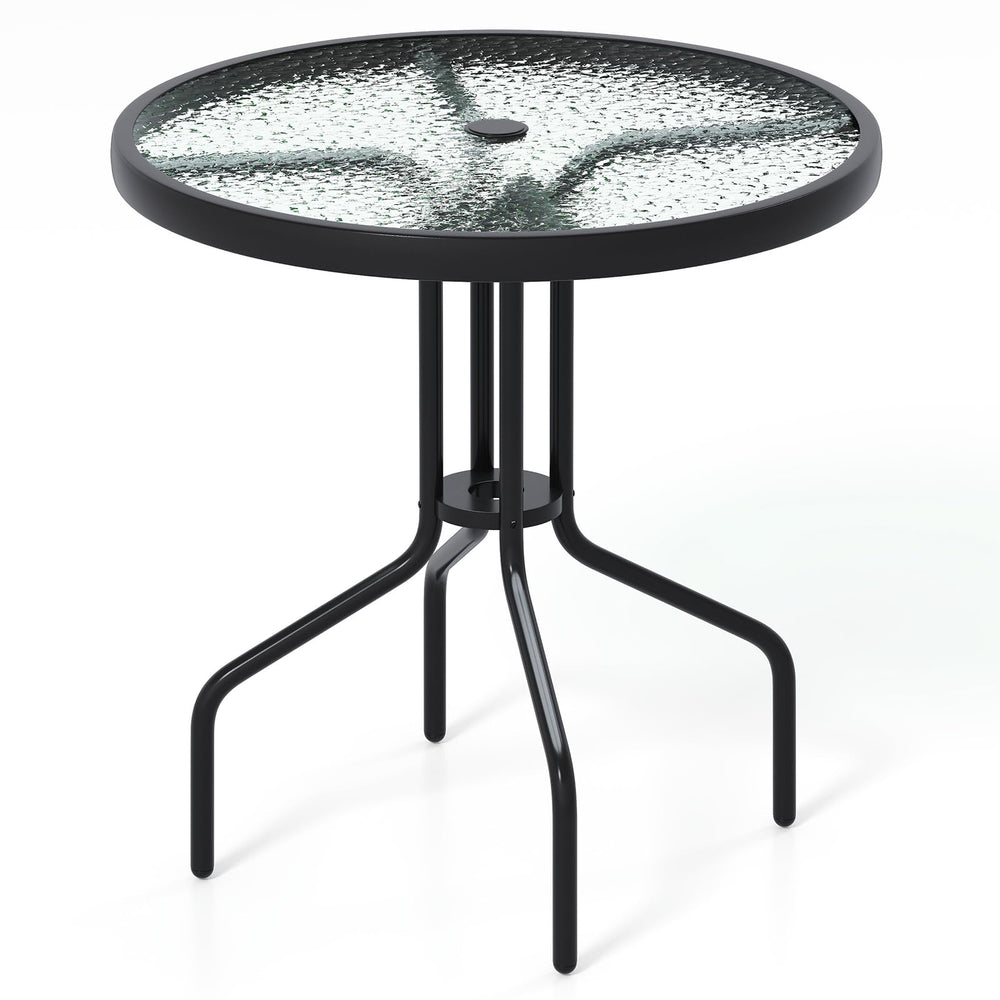 tangkula front view of round patio table shows stable dining surface and style