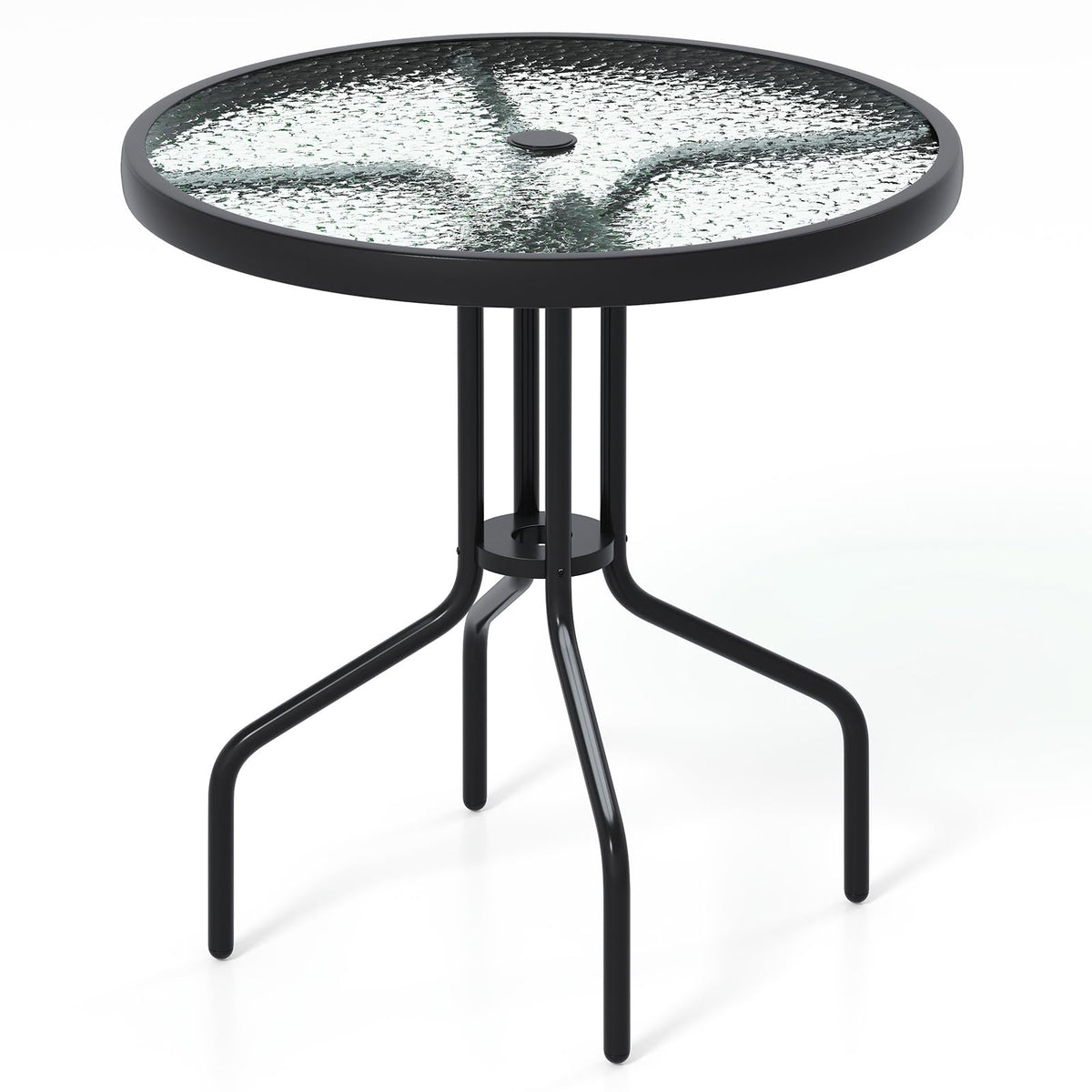 tangkula front view of round patio table shows stable dining surface and style