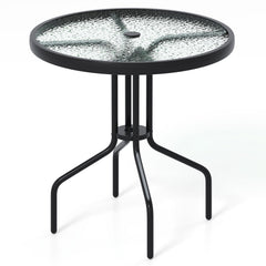 tangkula front view of round patio table shows stable dining surface and style