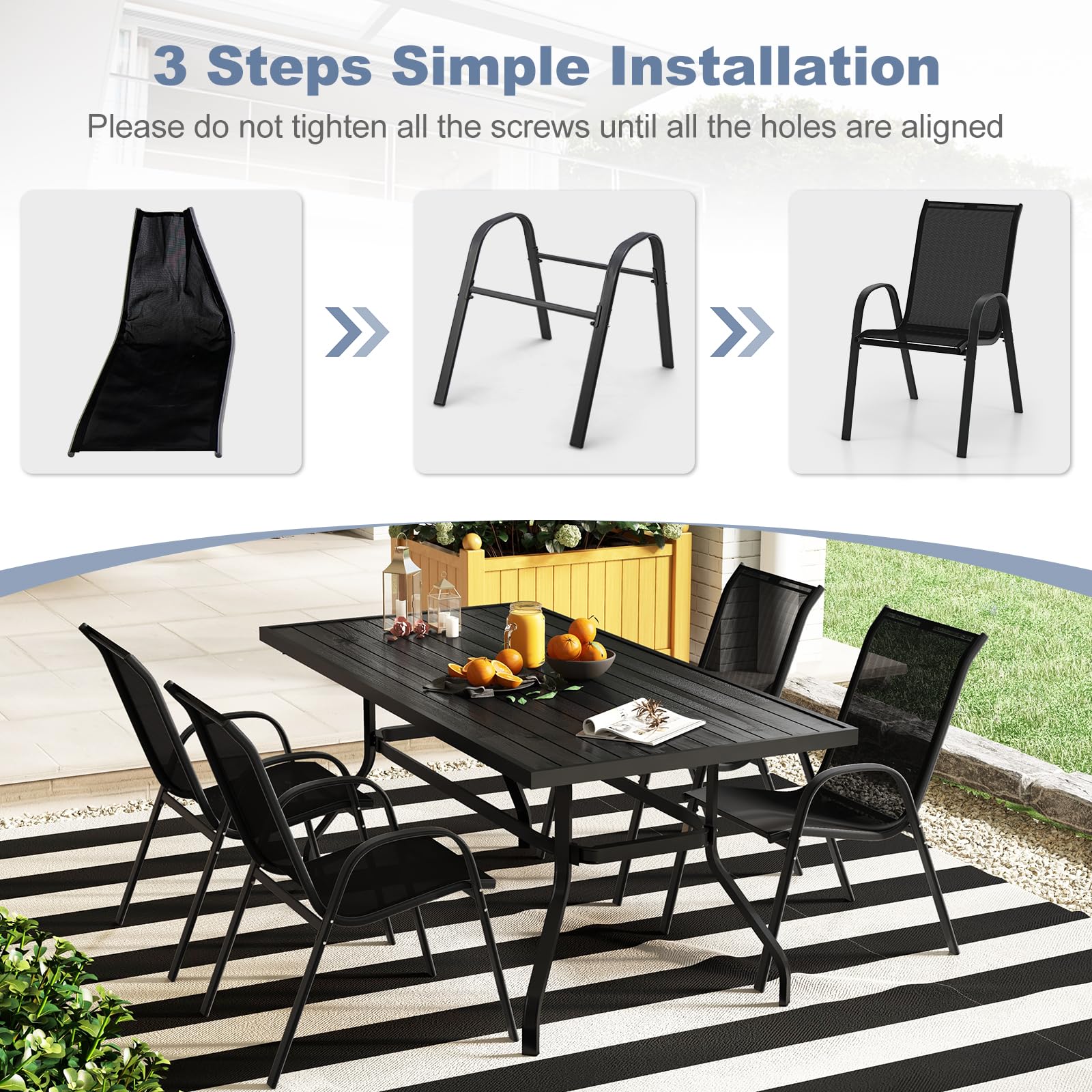 Tangkula rustproof steel frame close-up providing strong load-bearing support