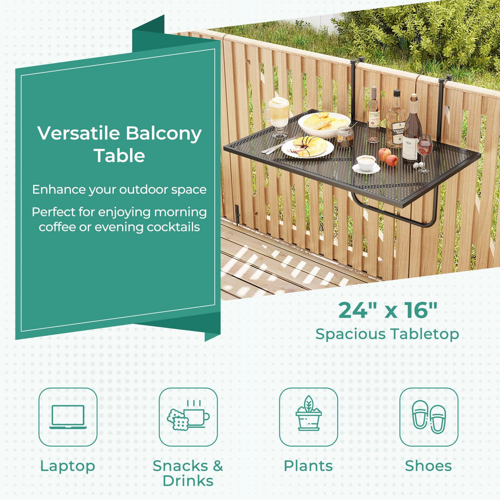 Tangkula beside chair to show scale and usable tabletop area for devices