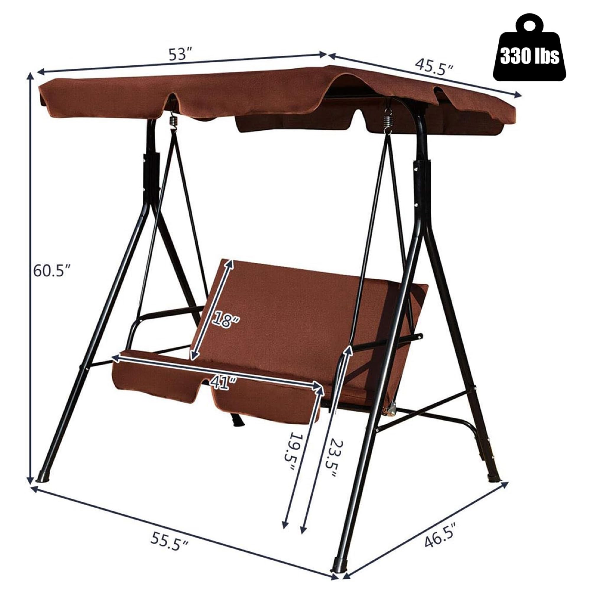 Tangkula swing with two people showing stable weight capacity benefit