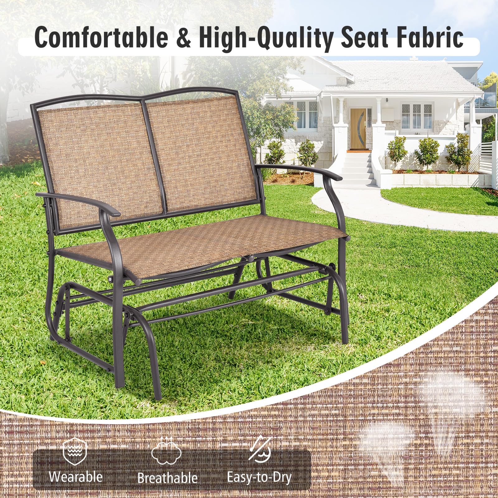 Tangkula seat with tape measure showing spacious dimensions