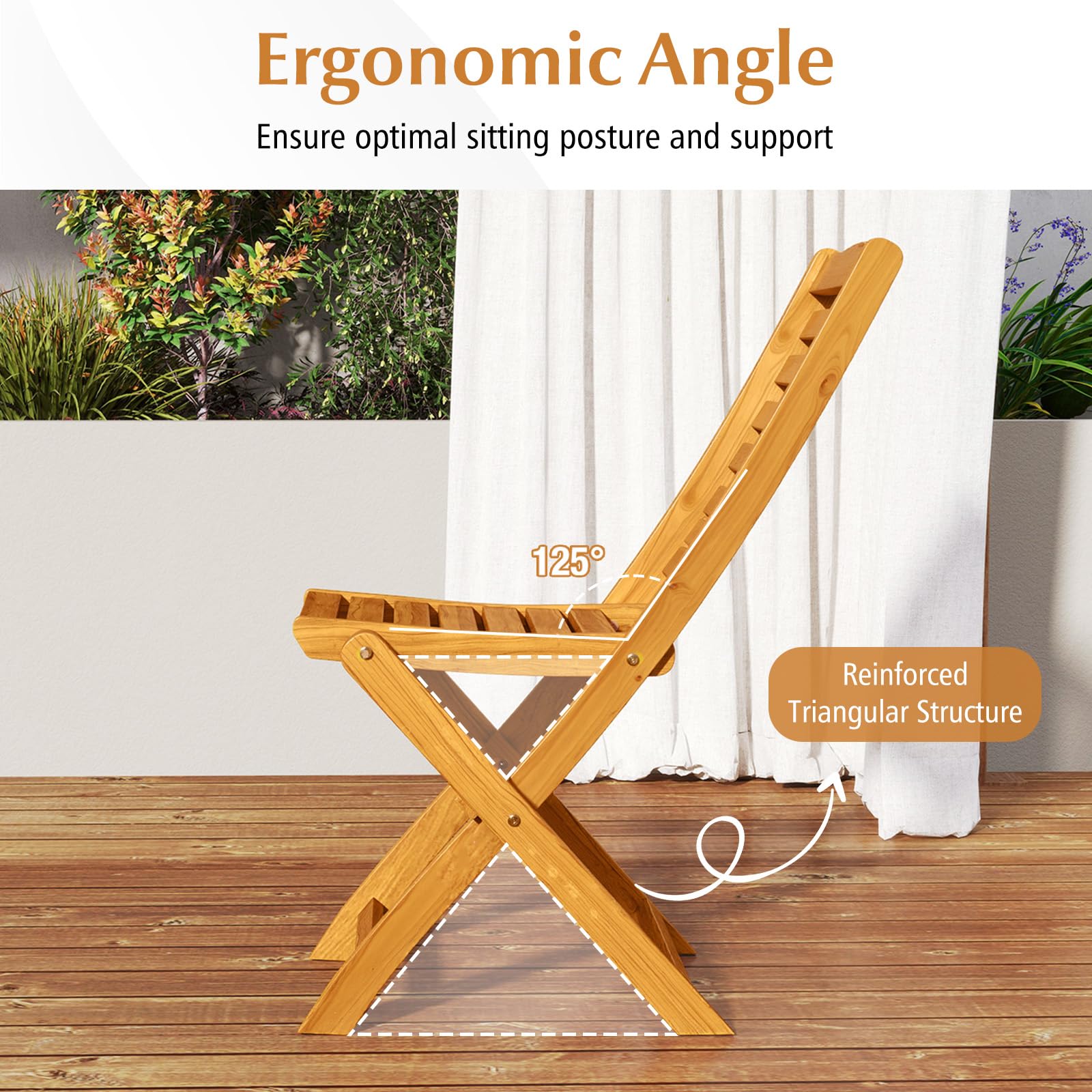 Tangkula slatted seat and back promoting airflow and quick drying