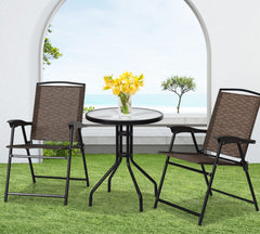 Tangkula bistro set styled on a balcony showing space-saving seating and relaxed atmosphere