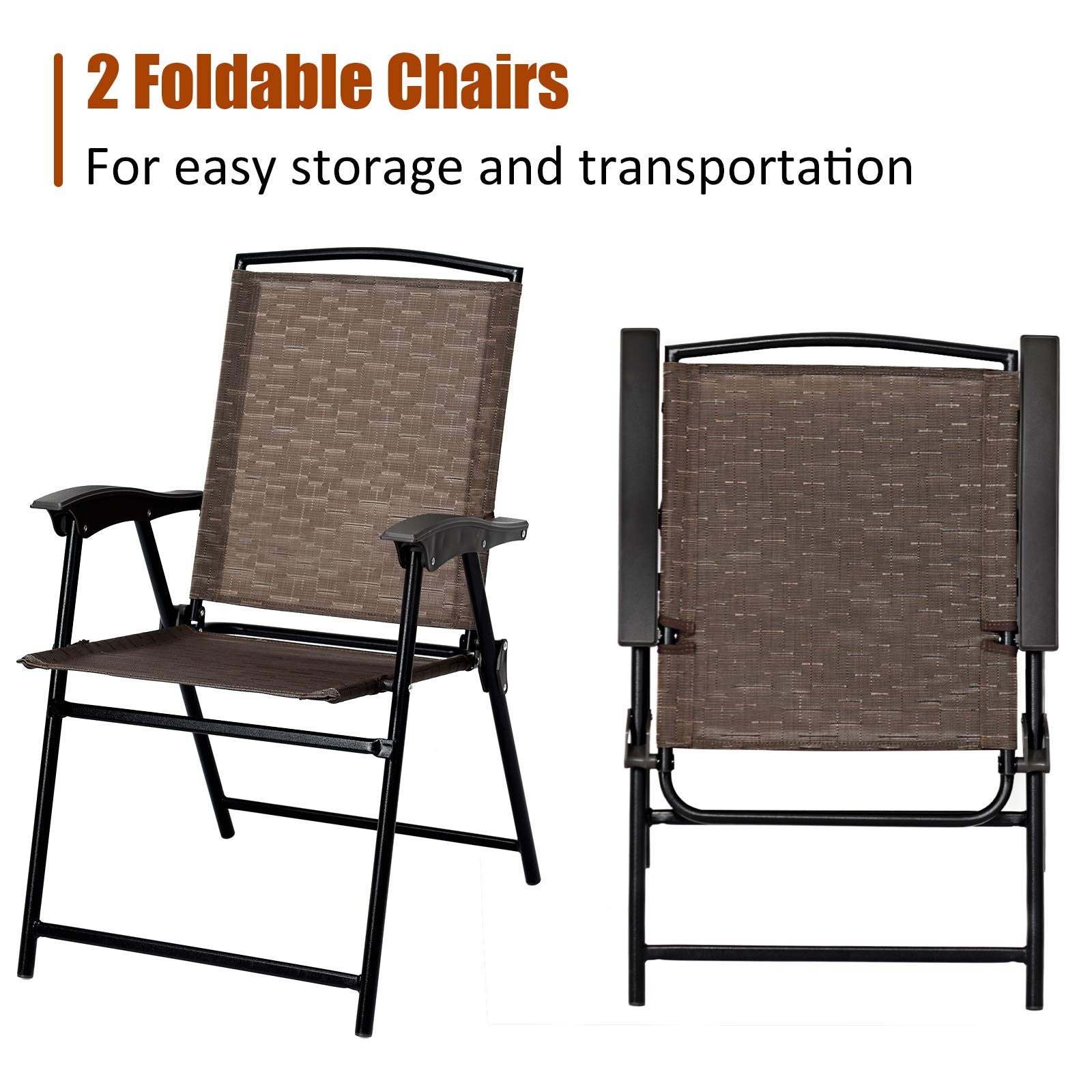 Tangkula bistro set poolside with drinks showing outdoor-ready materials and leisurely use benefit