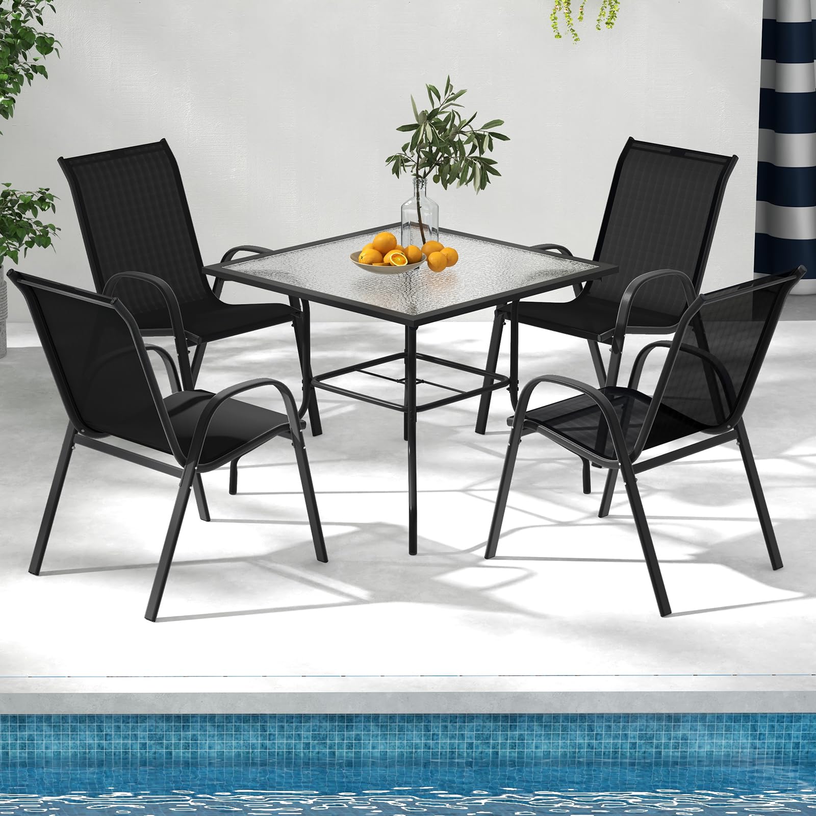 Tangkula side profile highlighting curved armrests for relaxed posture