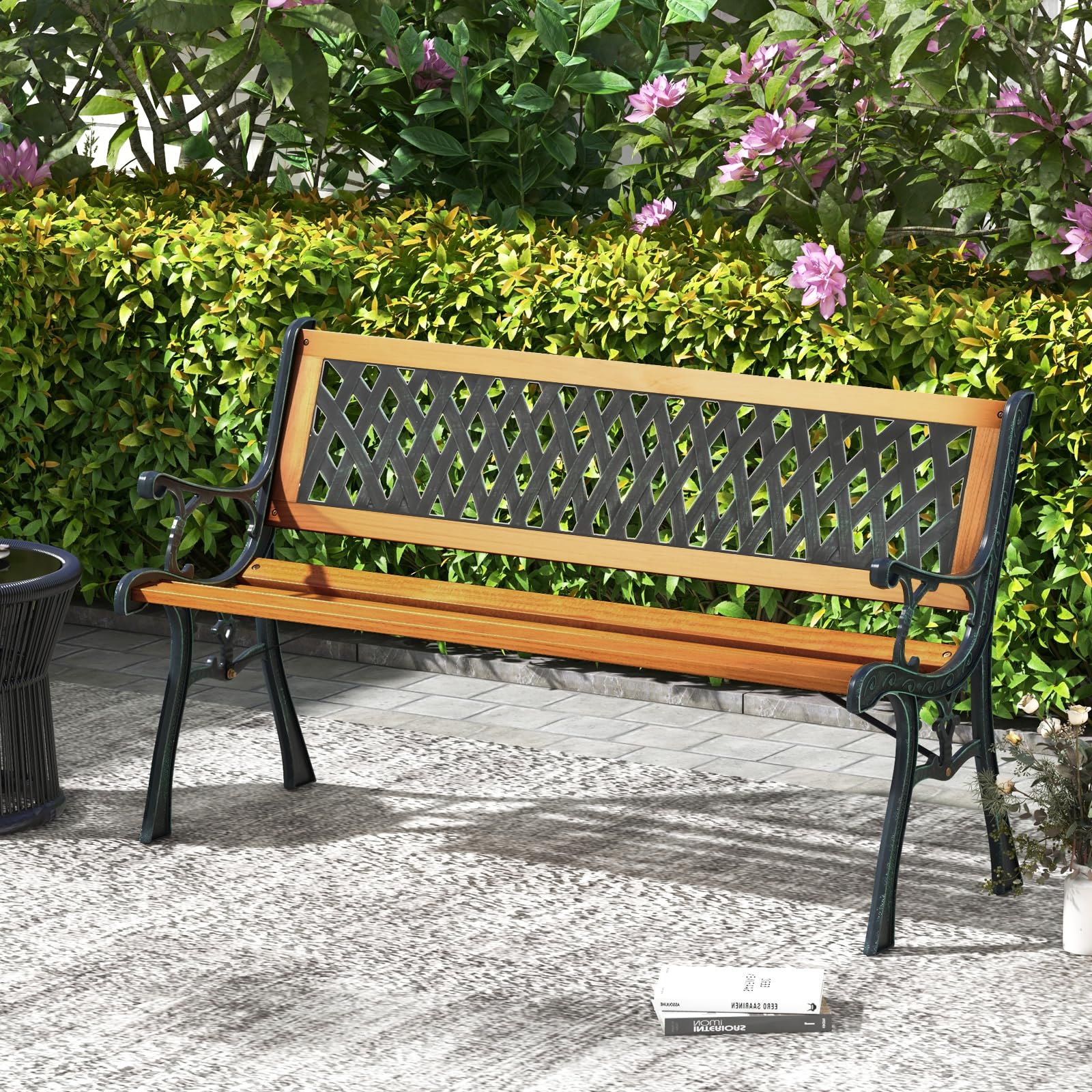 Tangkula side profile highlighting frame depth and comfortable seat angle