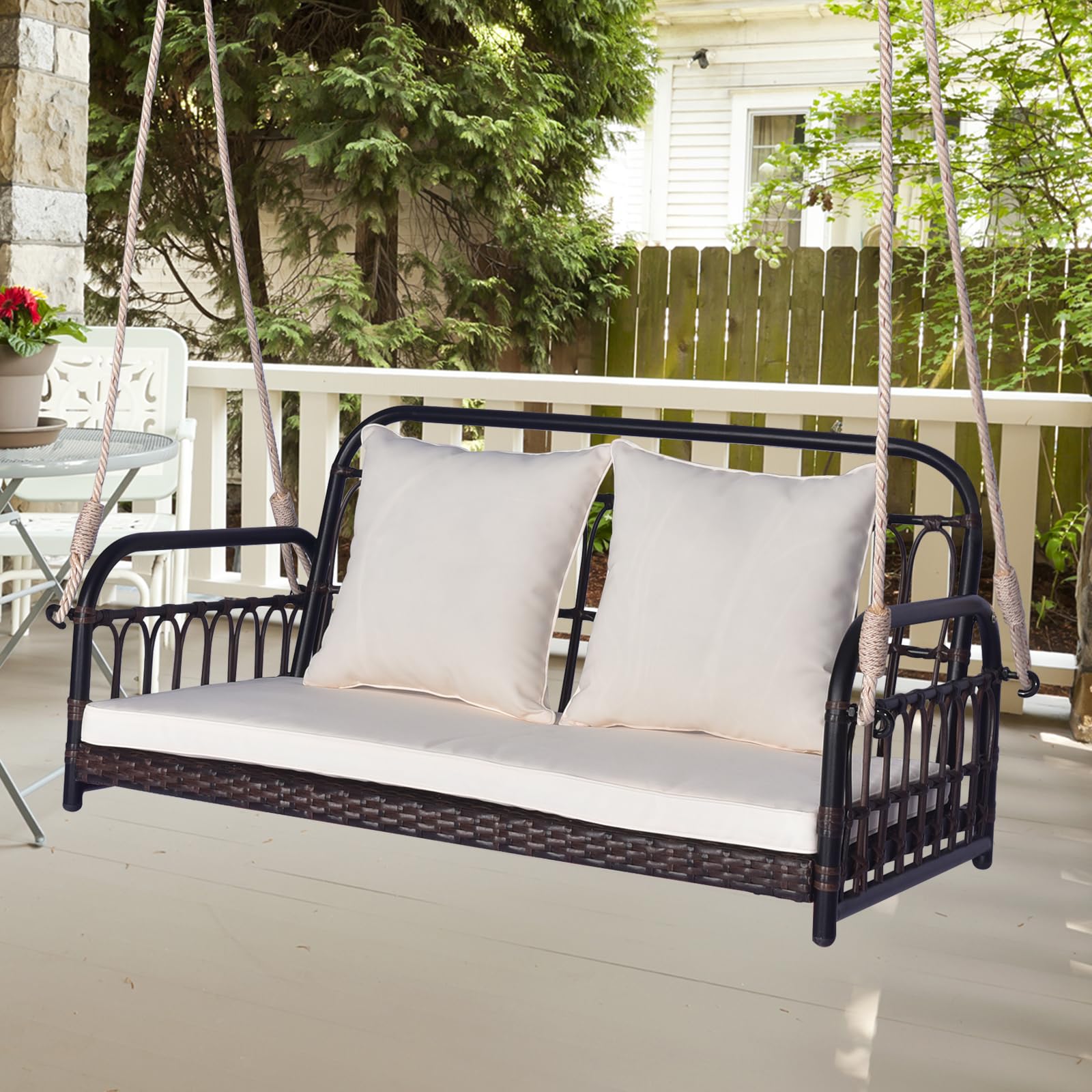 Tangkula side weave detail highlighting durable PE wicker and visual elegance