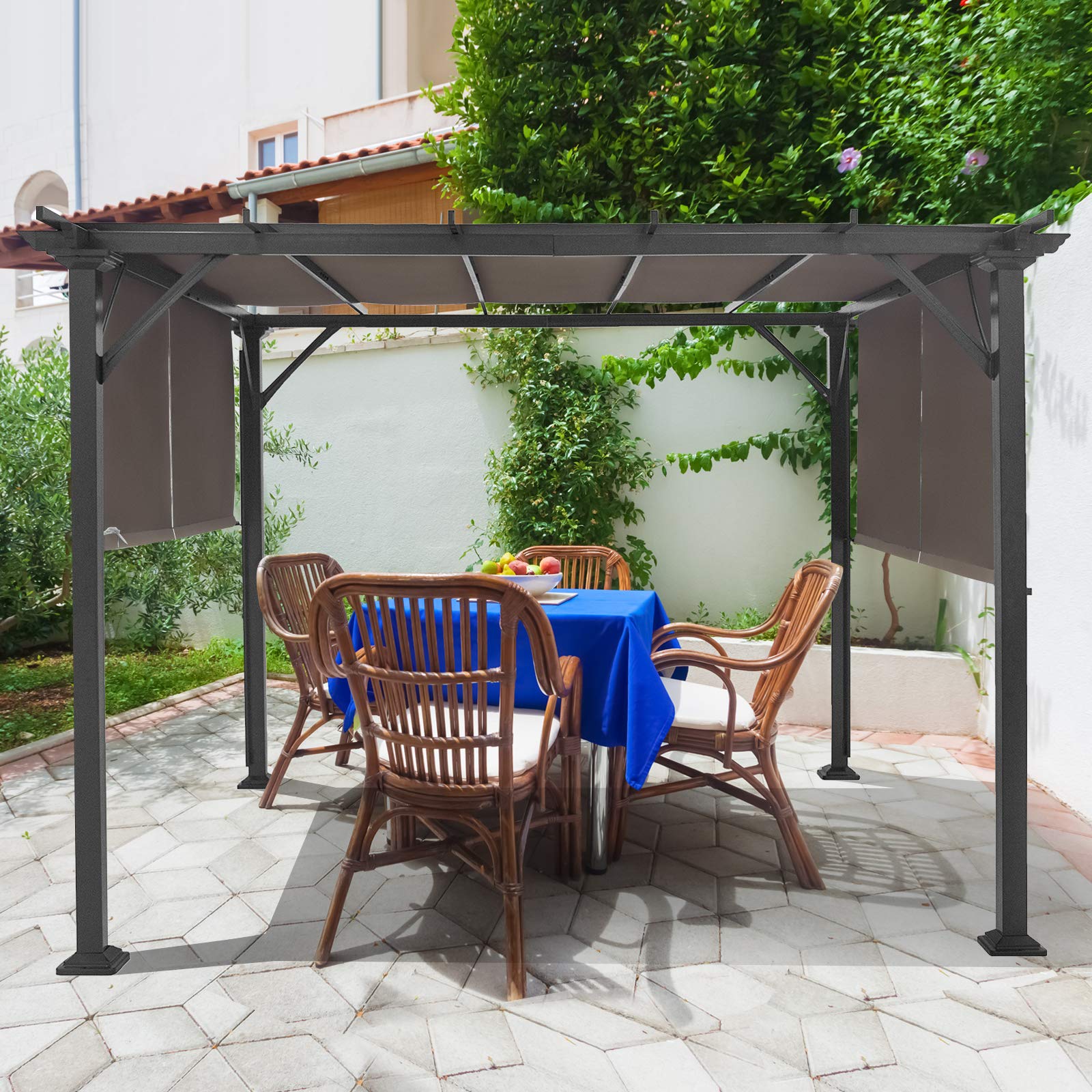 Tangkula canopy laid beside ruler showing accurate 16x4 ft scale for correct fit