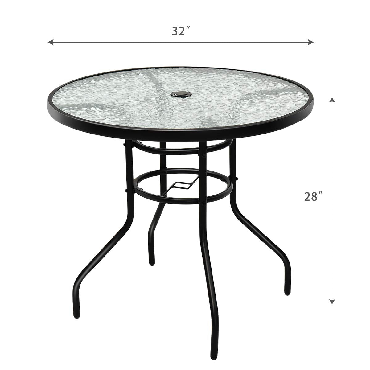 Tangkula table next to outdoor chair for scale and appropriate seating fit