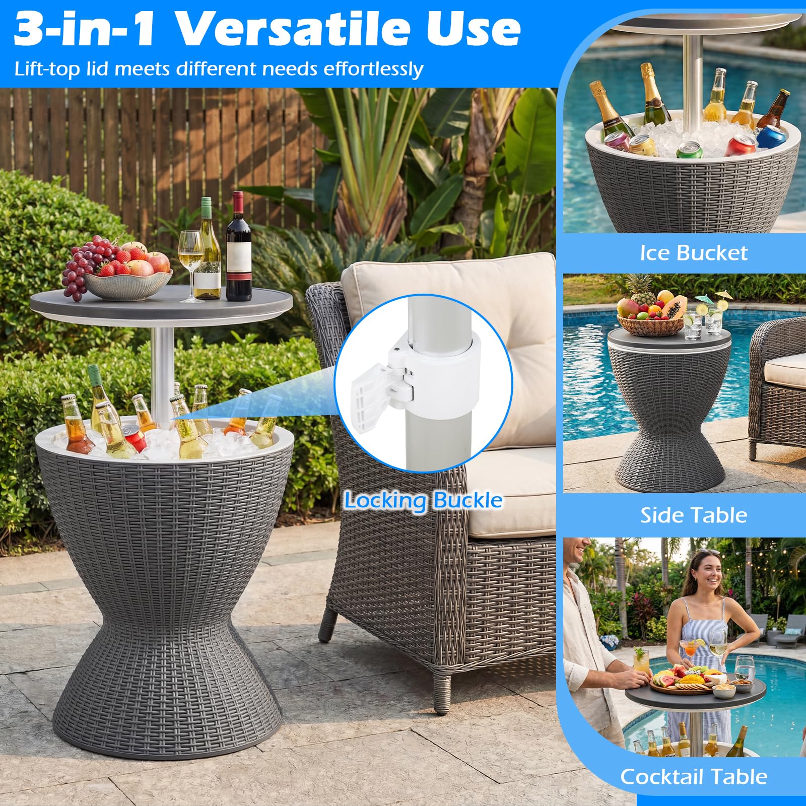 Tangkula table in poolside setting enhancing outdoor gatherings with chilled drinks