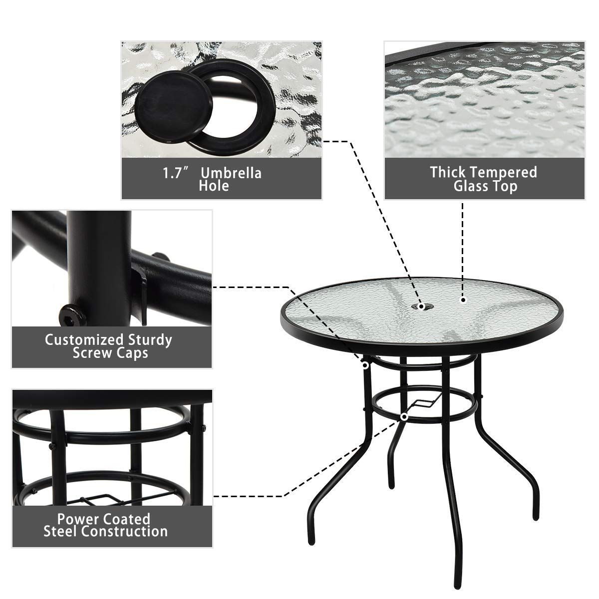 Tangkula table set on patio with chairs illustrating lifestyle shading and dining