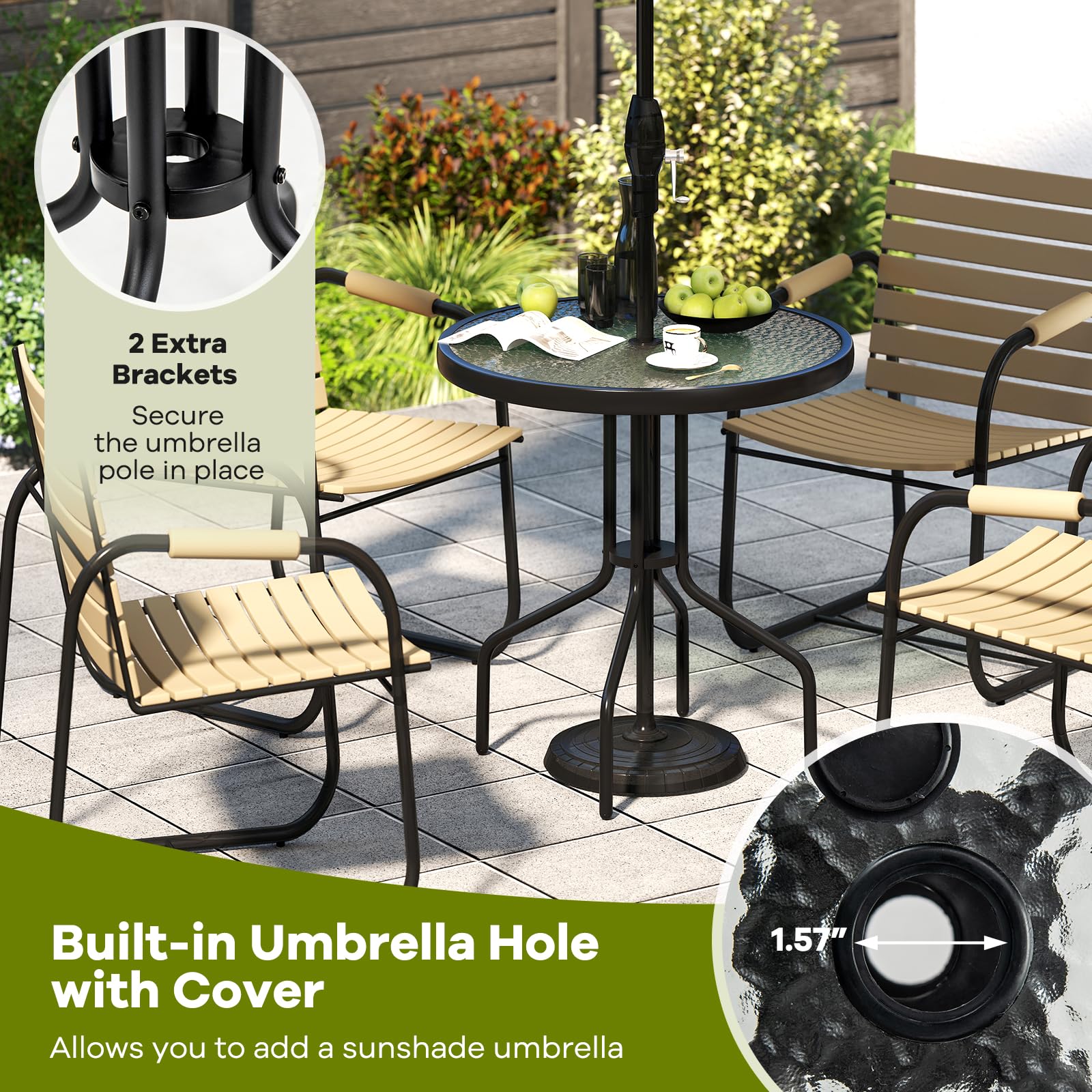 tangkula table shown with chairs conveys compact size and seating for two to three