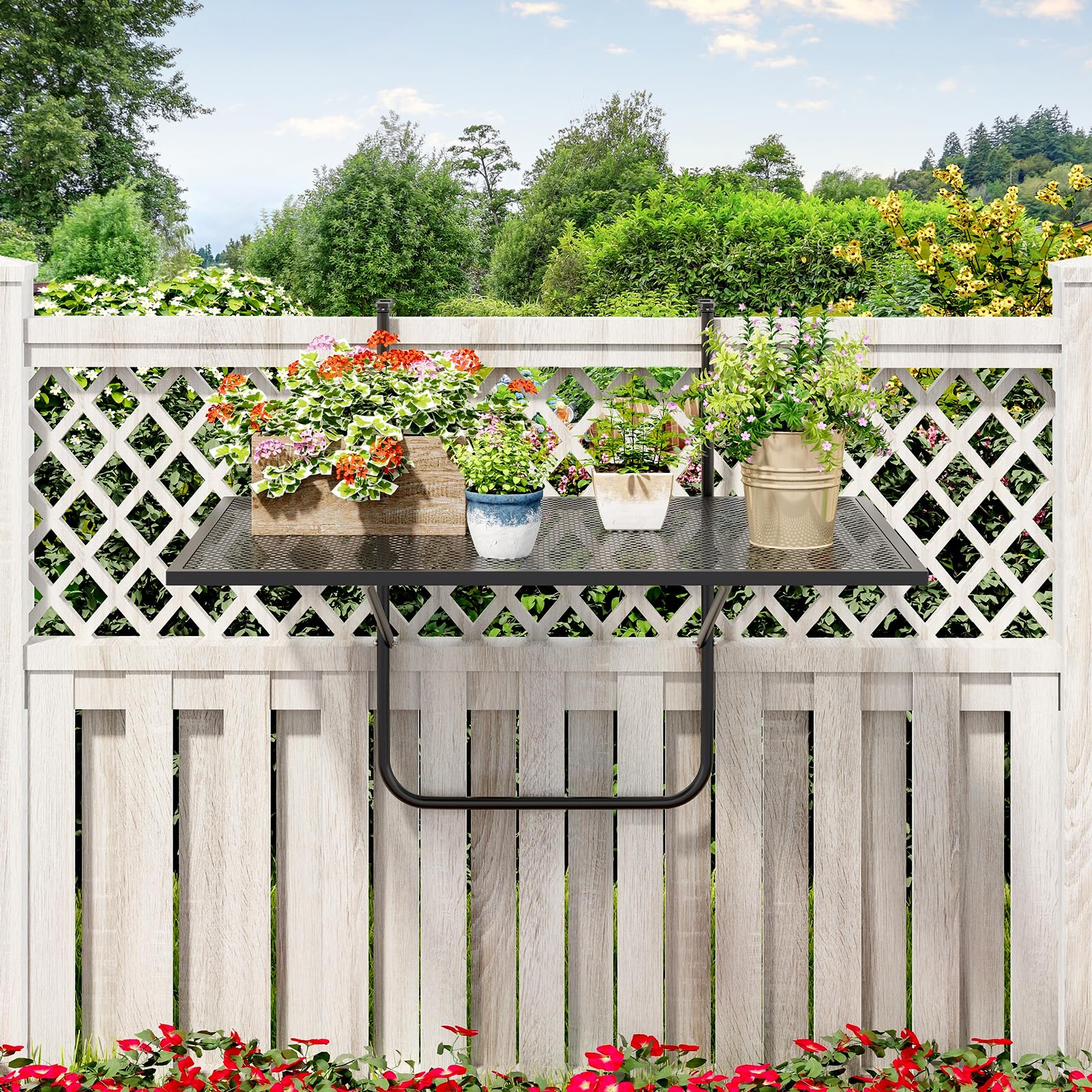 Tangkula ventilated metal tabletop detail for quicker drying and lighter weight