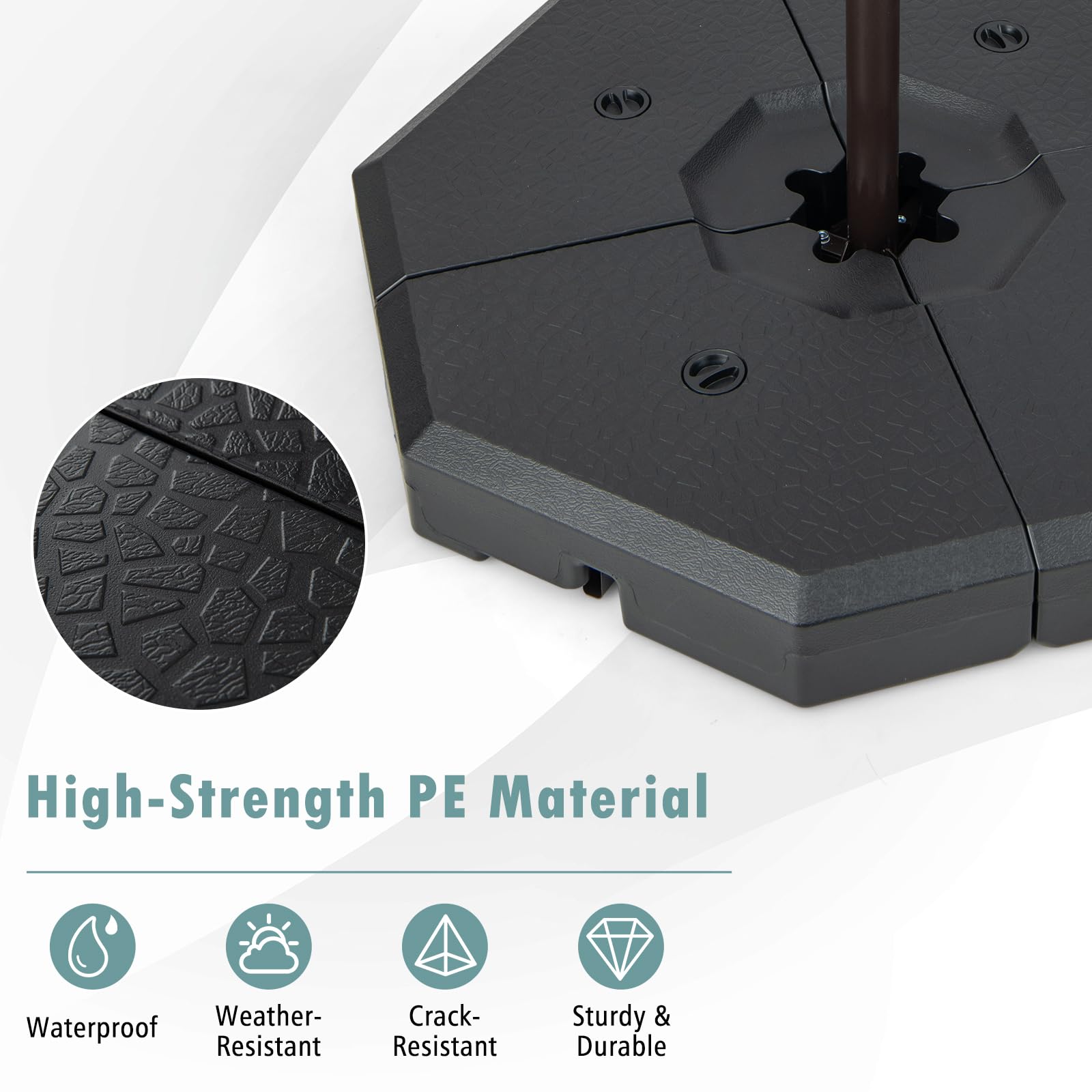 Tangkula umbrella base in use on patio showing steady support for cantilever umbrella
