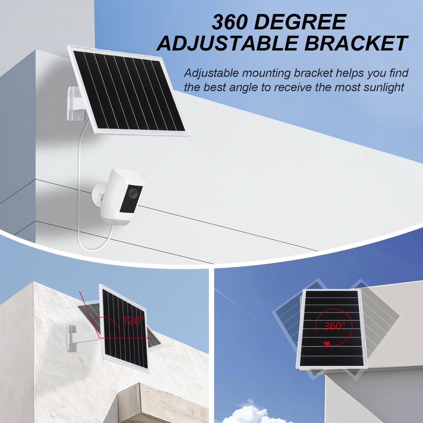 TangoSun panel installed in backyard powering security camera for hassle-free monitoring
