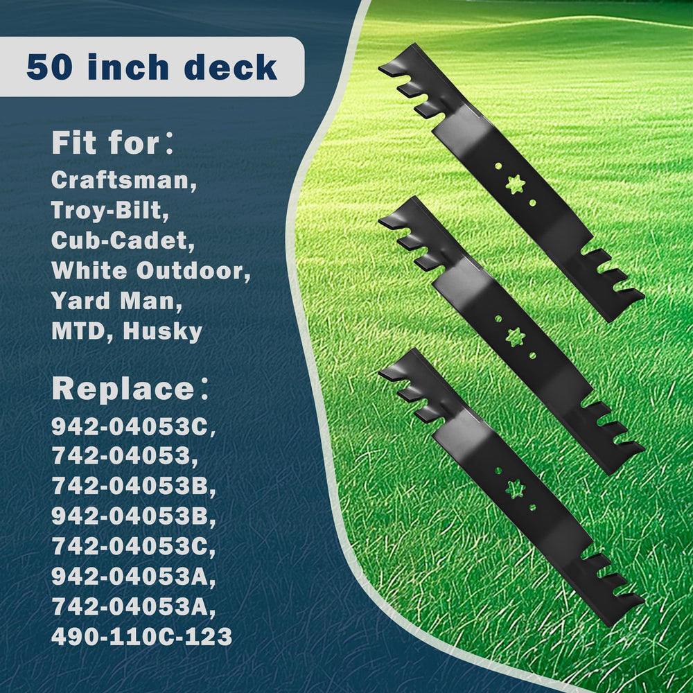 TANGWOD six-point star center hole detail for correct mower fitment and secure mount