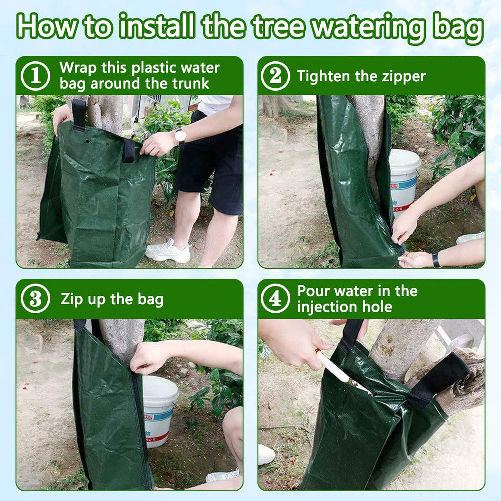 Tanzfrosch bag beside a measuring bucket showing the 20-gallon capacity