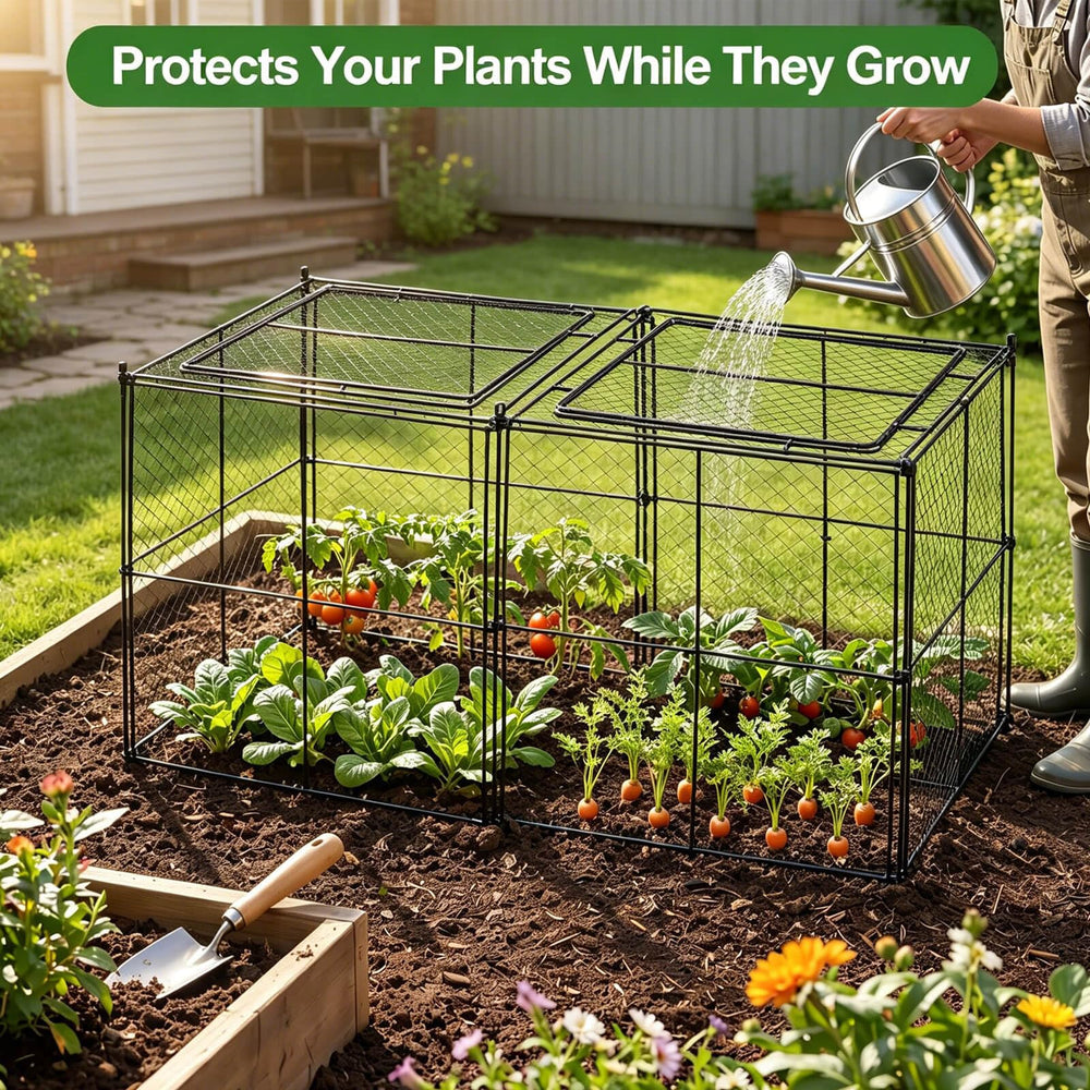 TAOMENNI crop cage in a garden setting protecting vegetables while allowing airflow
