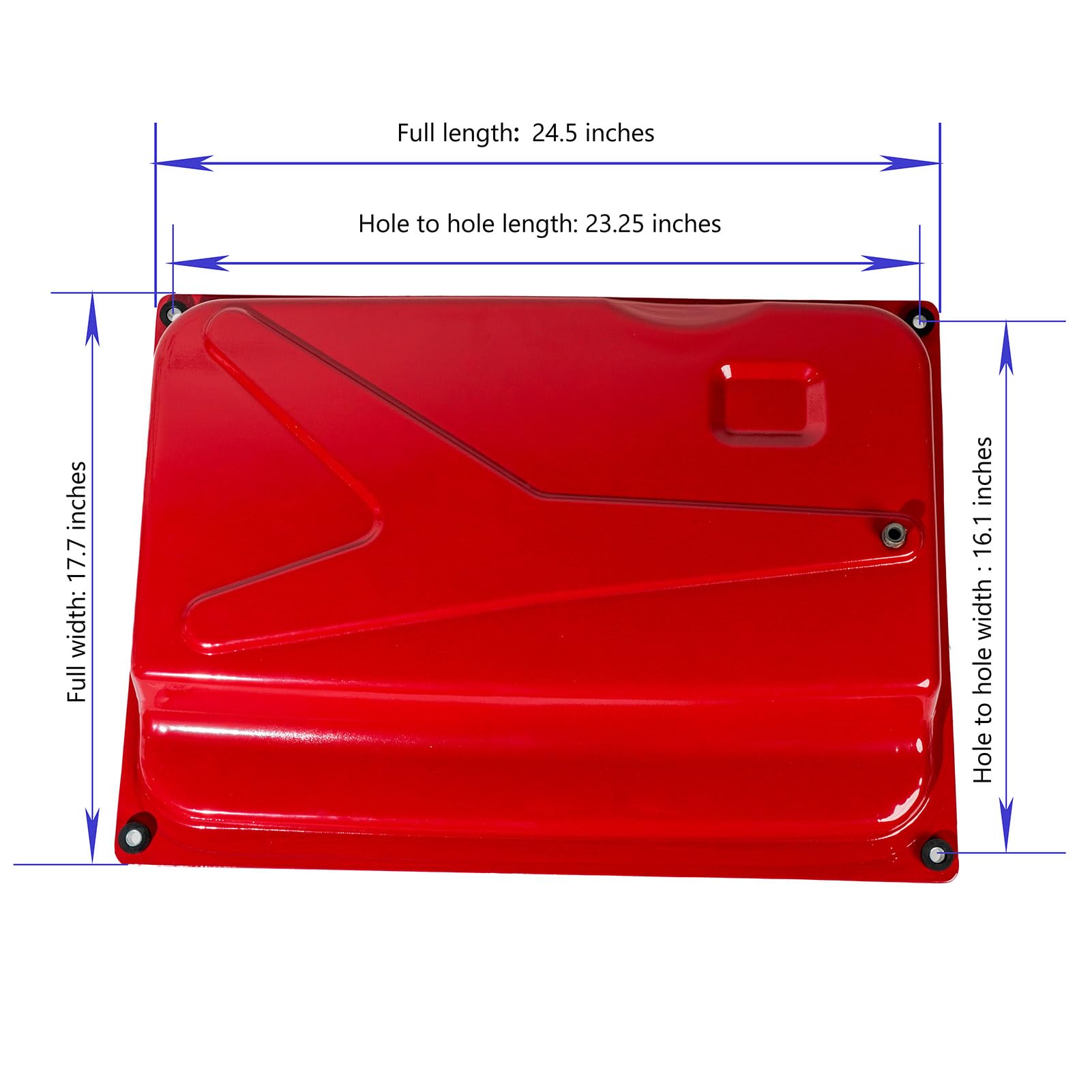 Tapa closeup of mounting holes and measured dimensions for accurate fit