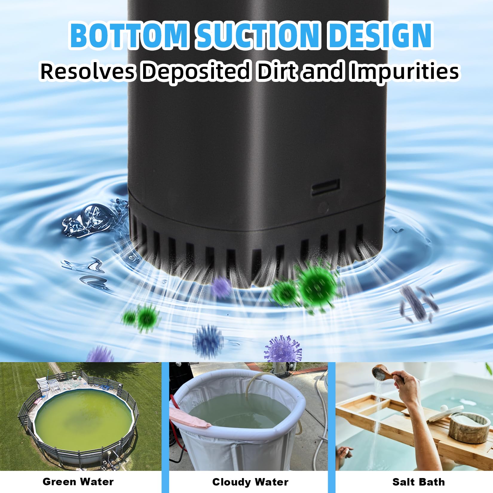 TARARIUM mounted vertically in plunge tub improving circulation benefit