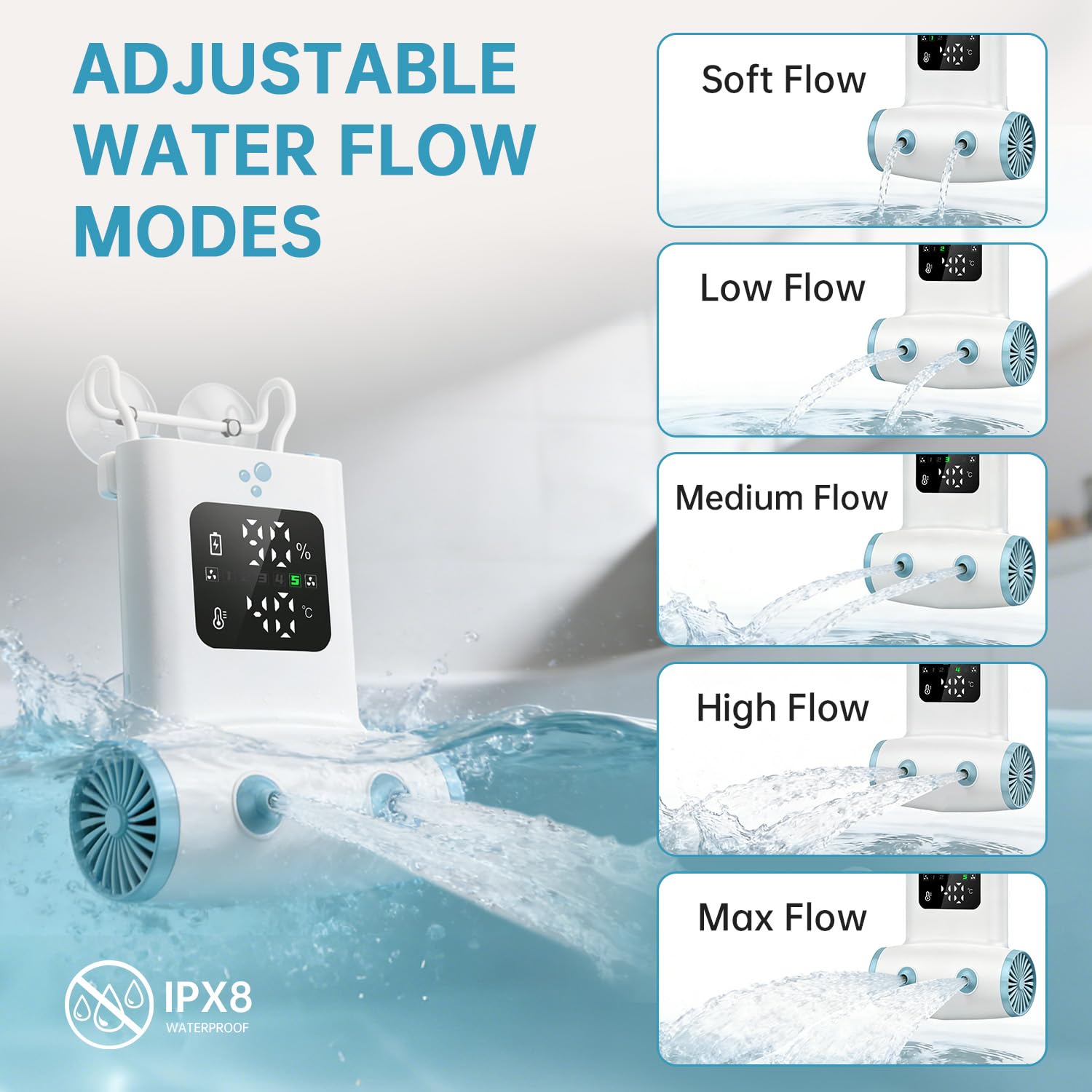 TAREIDEW producing rich foam in bubble mode for prolonged soothing baths