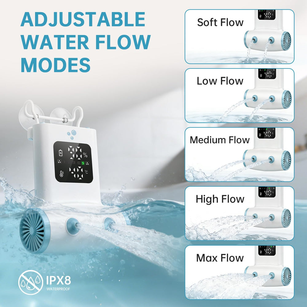 TAREIDEW producing rich foam in bubble mode for prolonged soothing baths