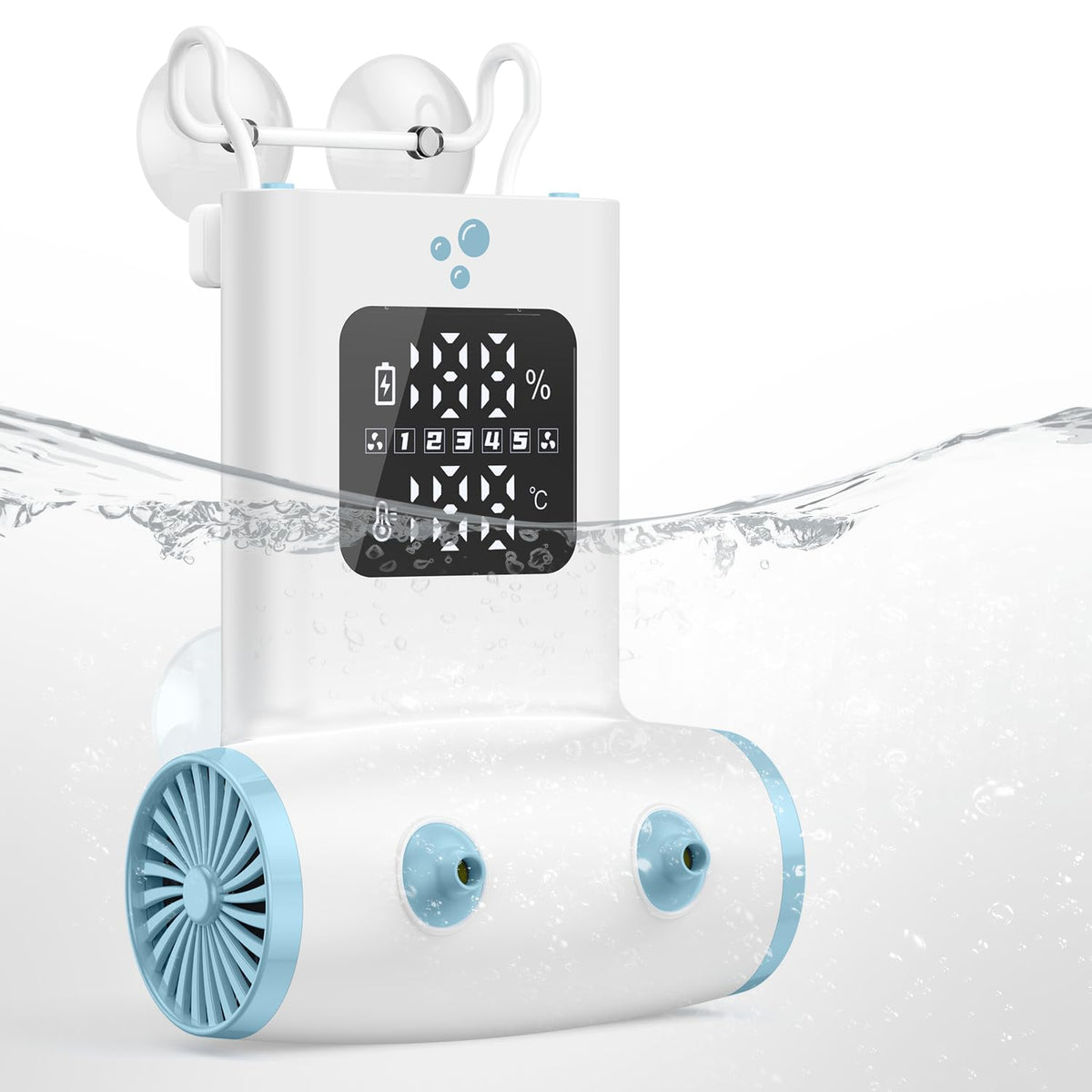 TAREIDEW front view showing dual-outlet bath jet and sleek housing for fuller circulation