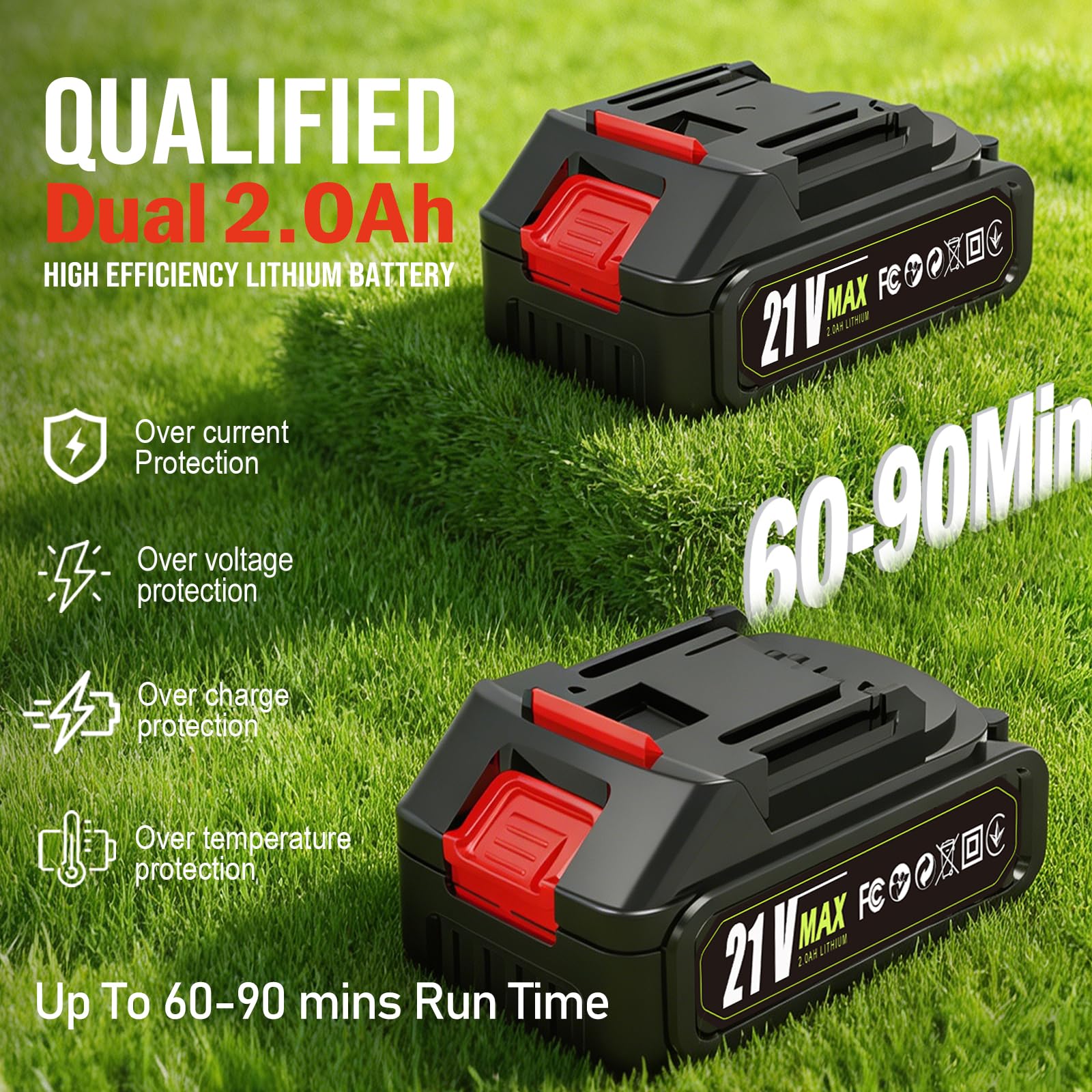 TASANSTON two 21V batteries with fast charger for extended runtime benefit