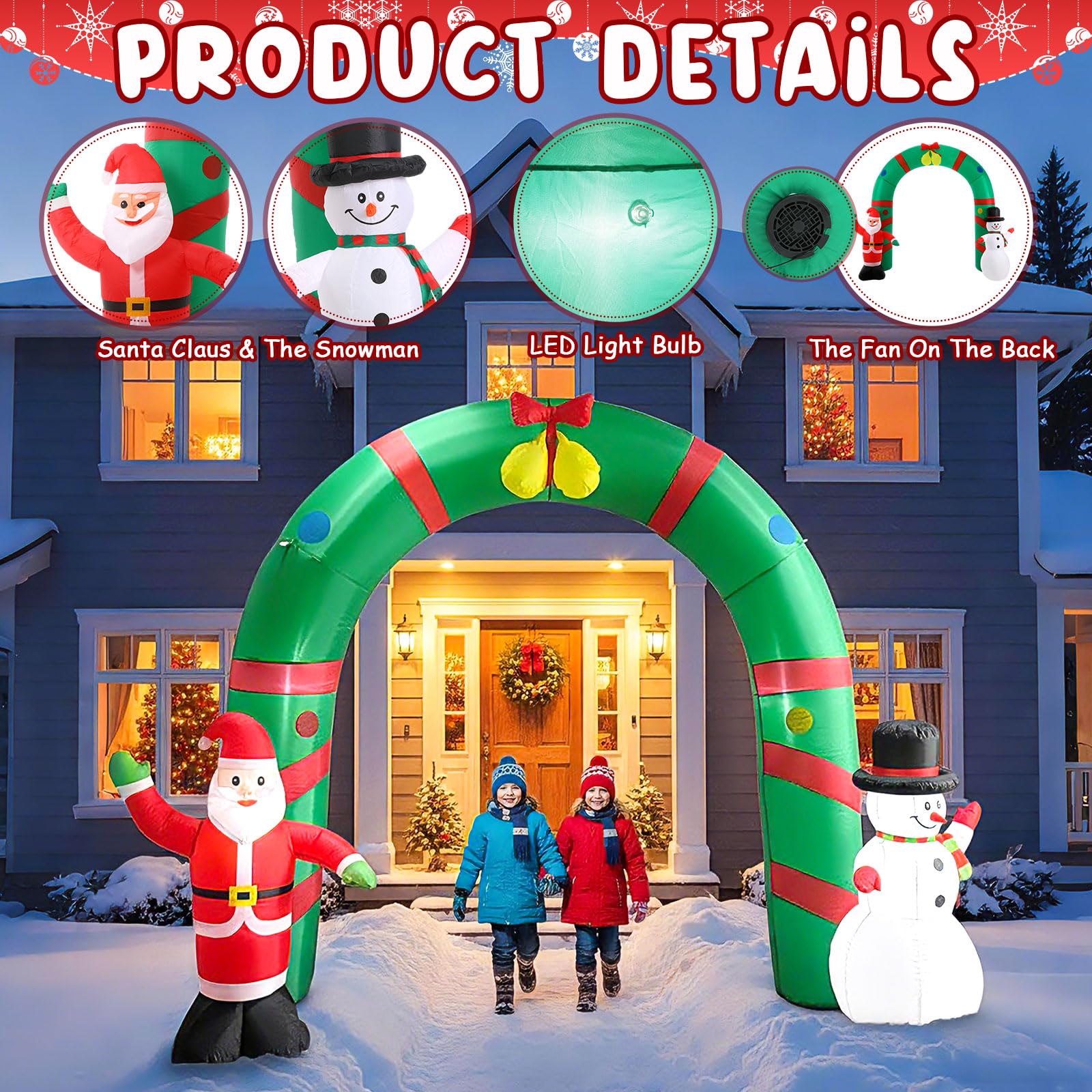 Tasdurian close-up on Santa face and snowman detail, highlights cheerful design