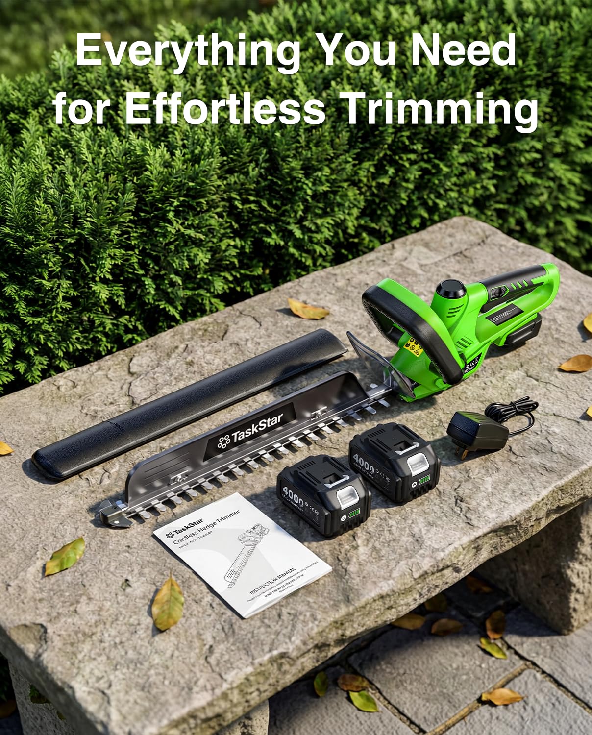 TaskStar lightweight 5.5 lb trimmer held by gardener minimizing arm fatigue