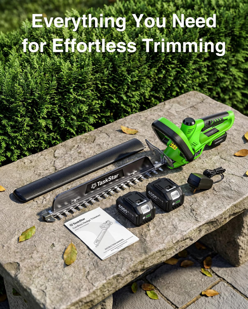 TaskStar lightweight 5.5 lb trimmer held by gardener minimizing arm fatigue