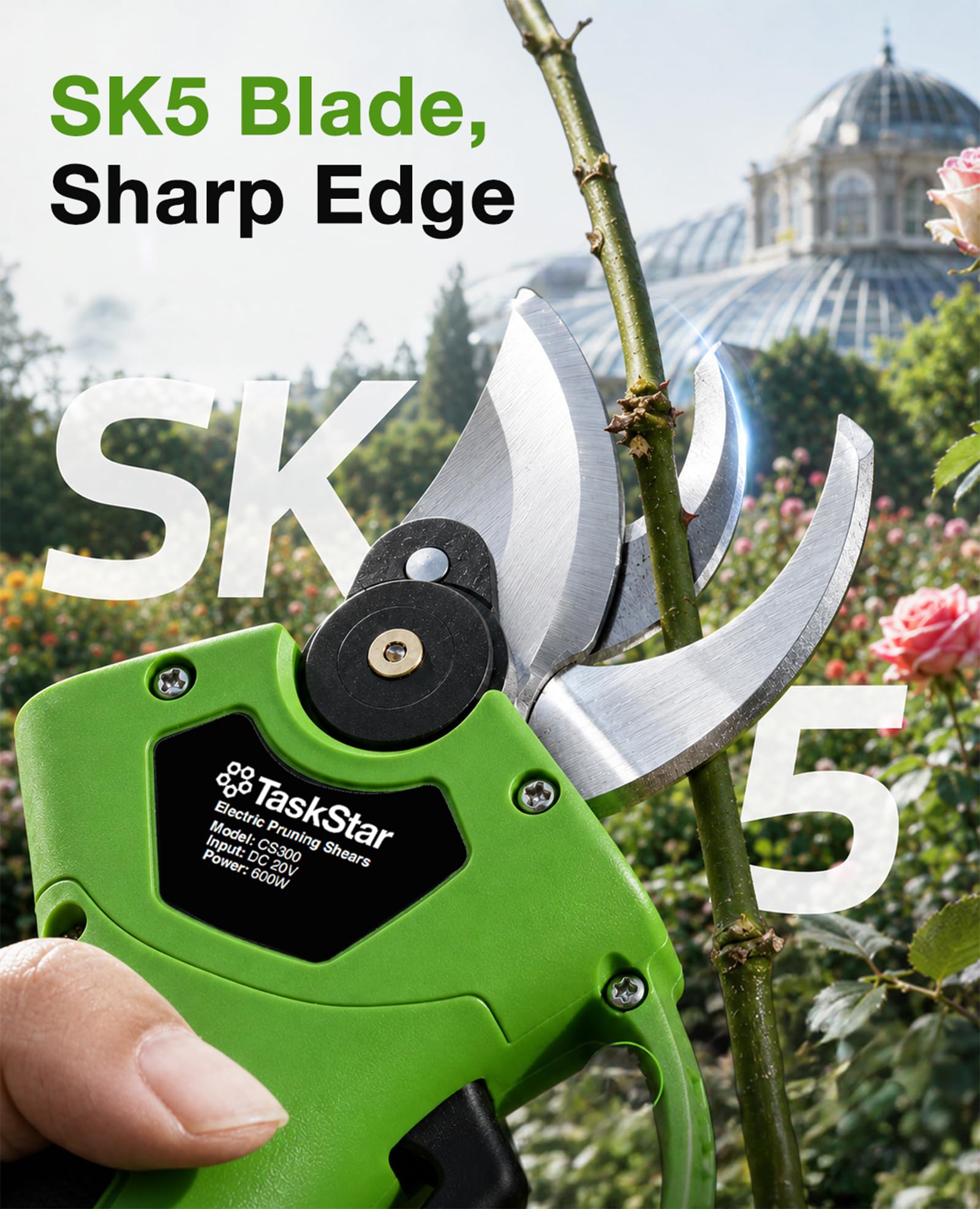 TaskStar next to a hand for scale showing compact cordless design and portable convenience