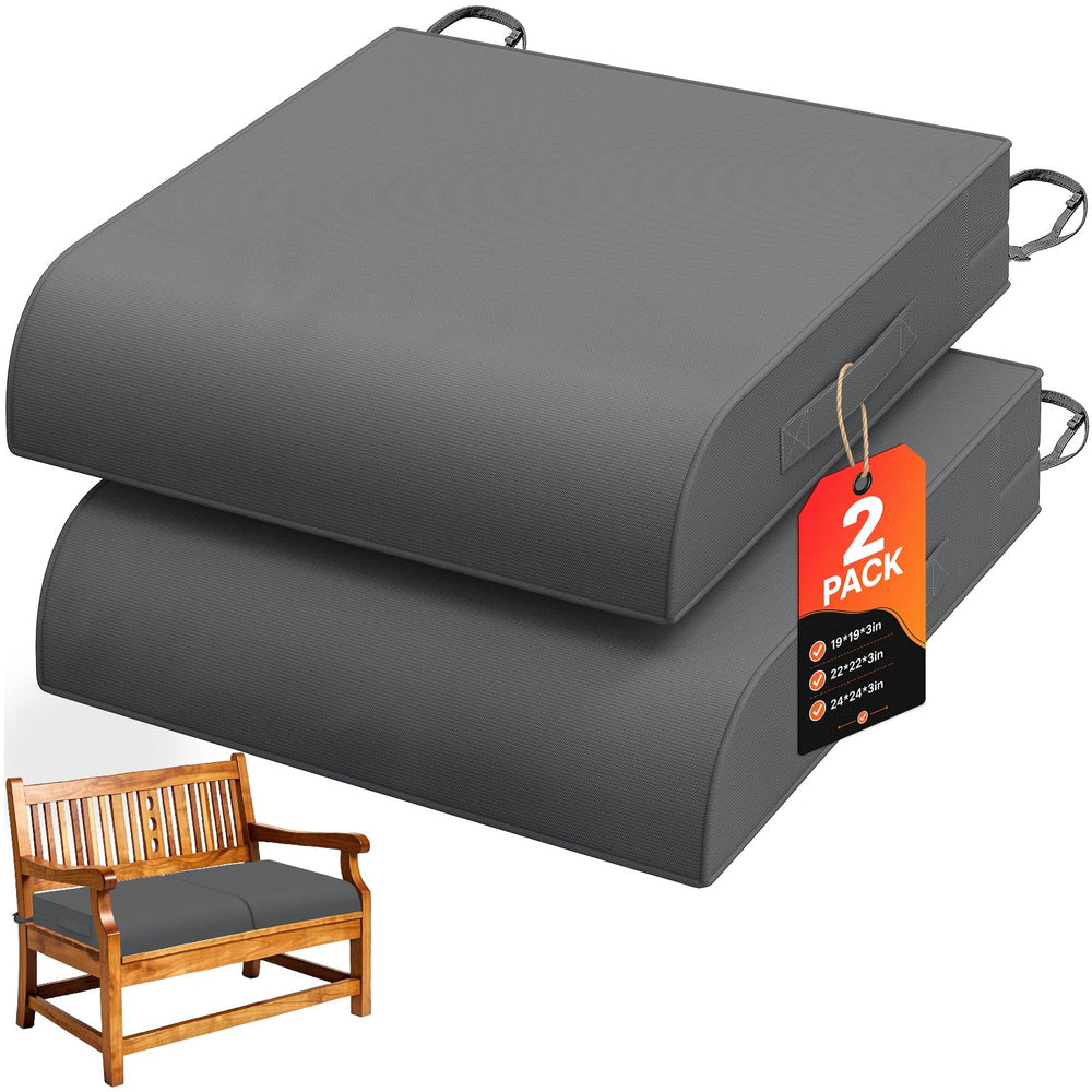 TasticTotes front packaging view showing grey cushions and set of two, highlights convenience