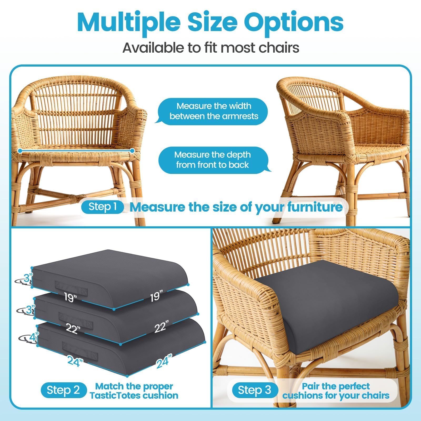 TasticTotes zipper and waterproof cover detail protecting cushion from rain