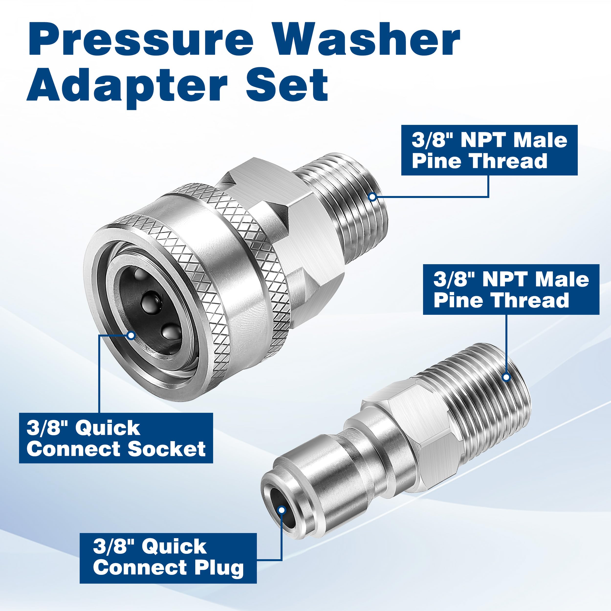 TasuoX close-up of 3/8" NPT threads, precise threading reduces leaks