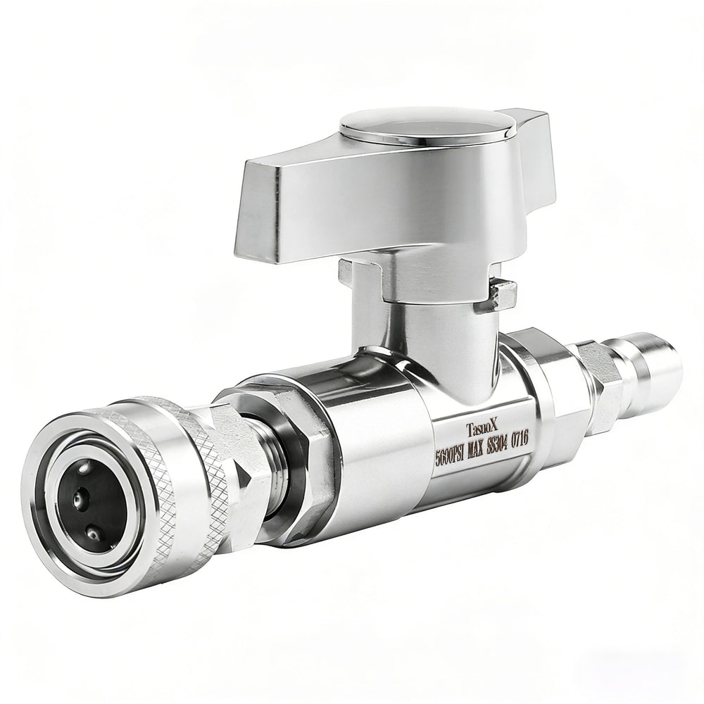 TasuoX front view of 3/8" valve showing compact durable design and instant control