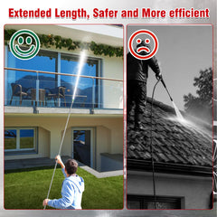 TasuoX fully extended 120-inch wand demonstrating long reach for elevated cleaning