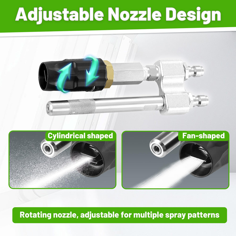 TasuoX M5 wide fan spray in action showing gentle coverage for soft-wash safety
