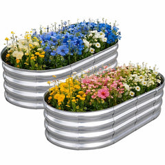 TATAANTY front view of oval raised bed showing clean profile and curb appeal