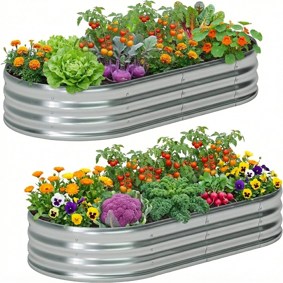 TATAANTY front view of assembled oval planter showing space-saving design and curb appeal